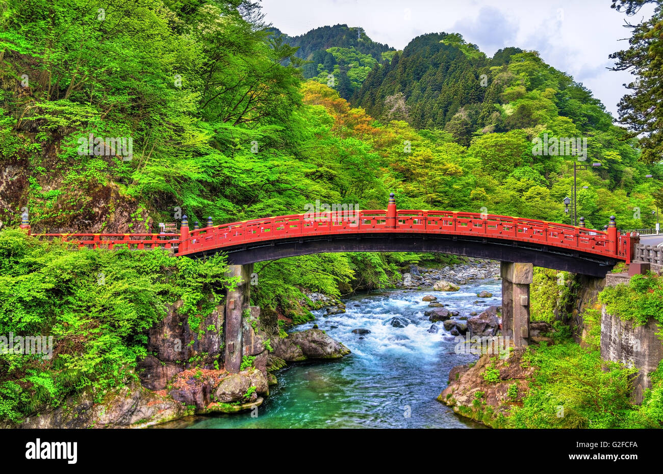 Shinkyo, Sacred Bridge, main way to the Futarasan Shrine in Nikko Stock Photo