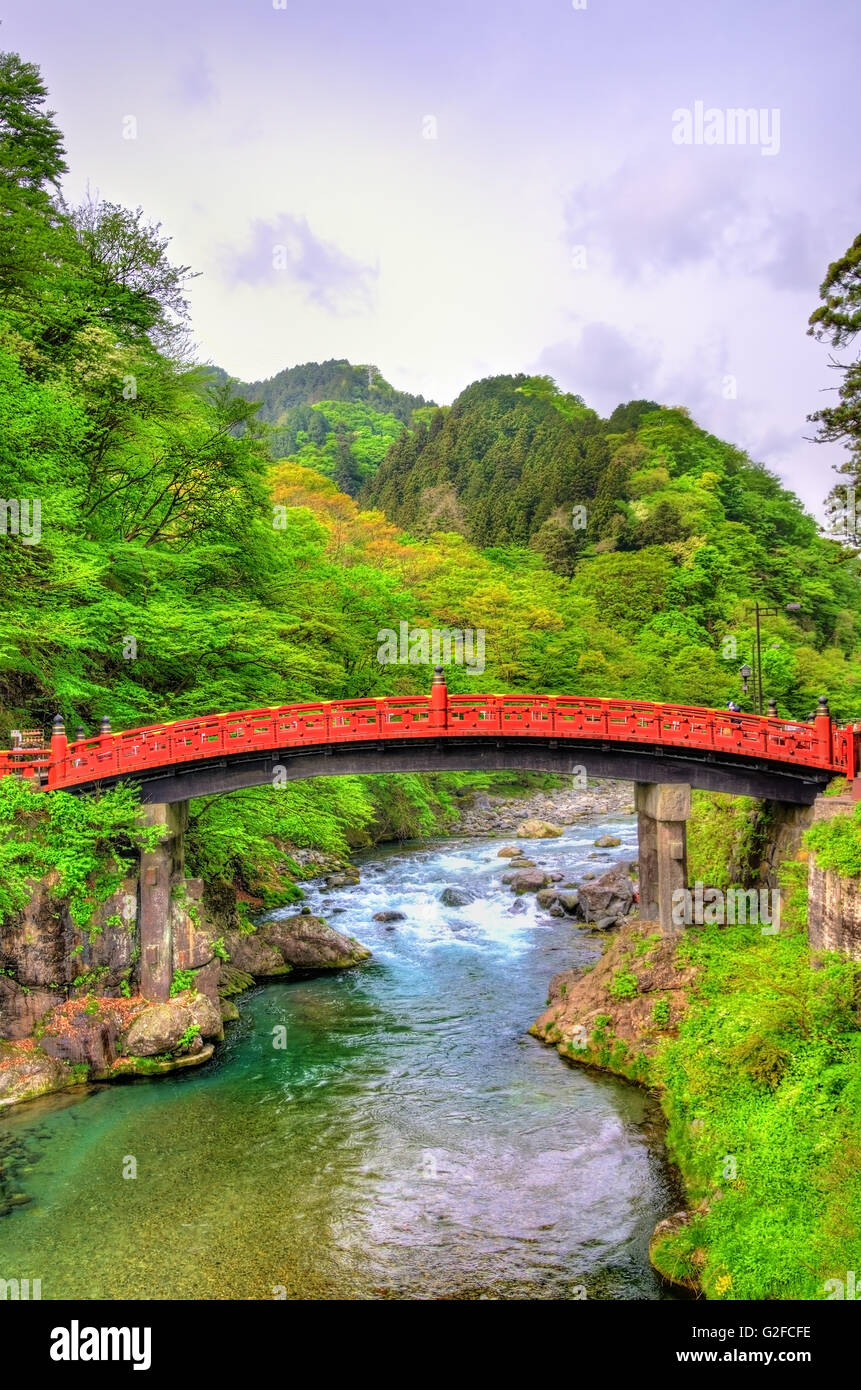 Shinkyo, Sacred Bridge, main way to the Futarasan Shrine in Nikko Stock Photo