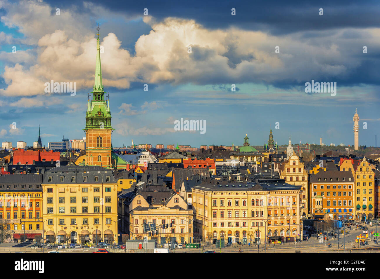 Scenic panorama of the Old Town (Gamla Stan) in Stockholm, Sweden Stock Photo