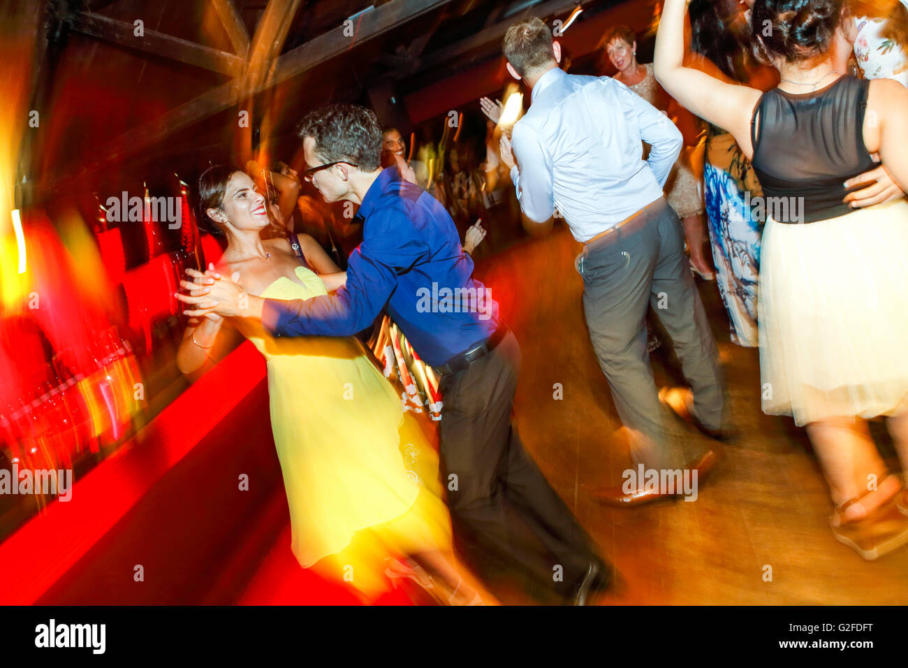 Dancers dancing to the beat of the music. Stock Photo