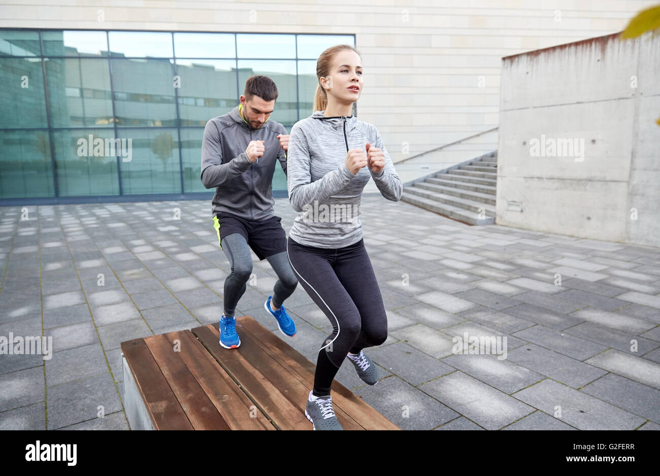 Someone Making A Step Fitness couple making exercise hi-res stock photography and images - Alamy