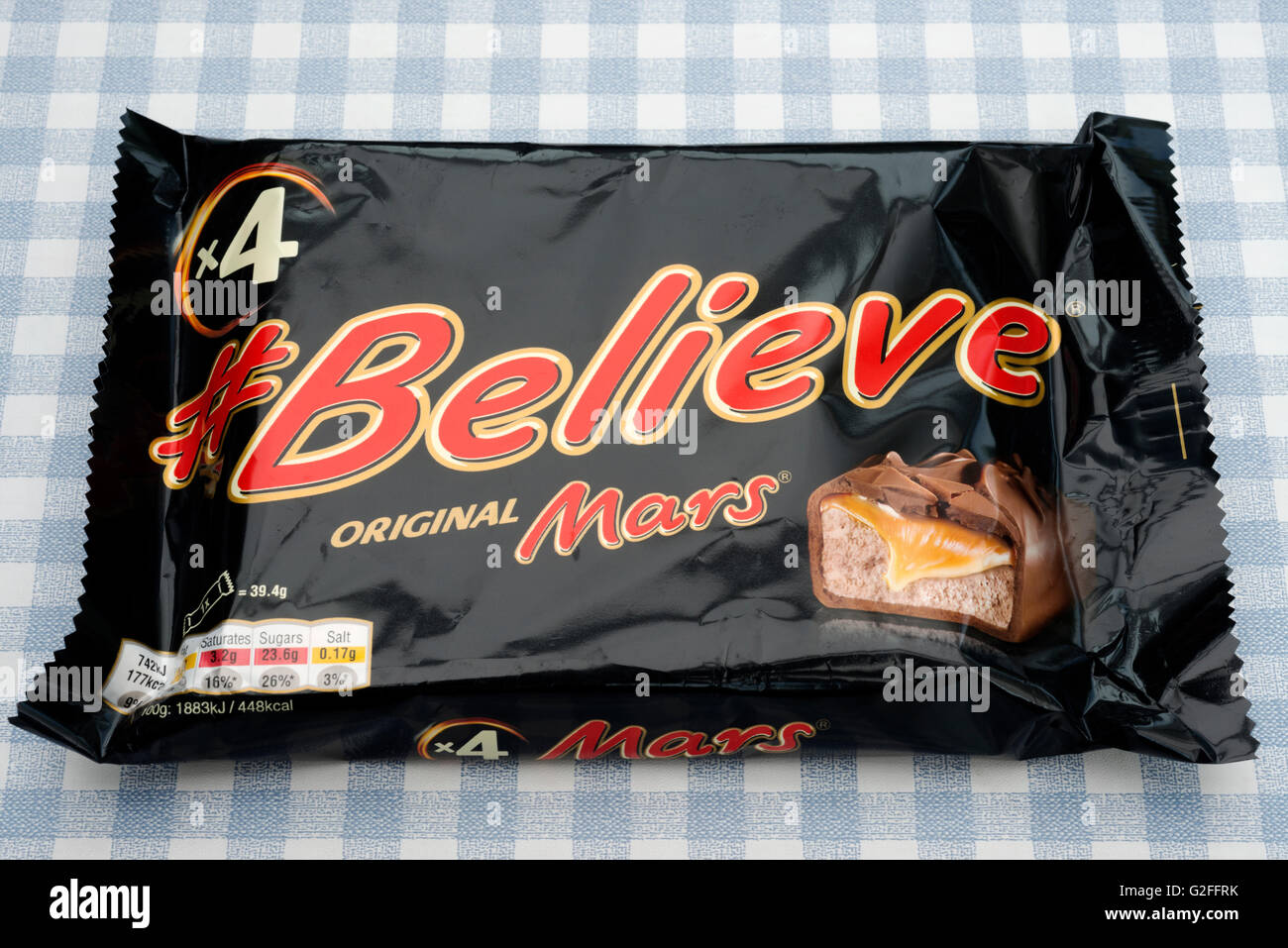 Mars chocolate bars with Believe packaging Stock Photo