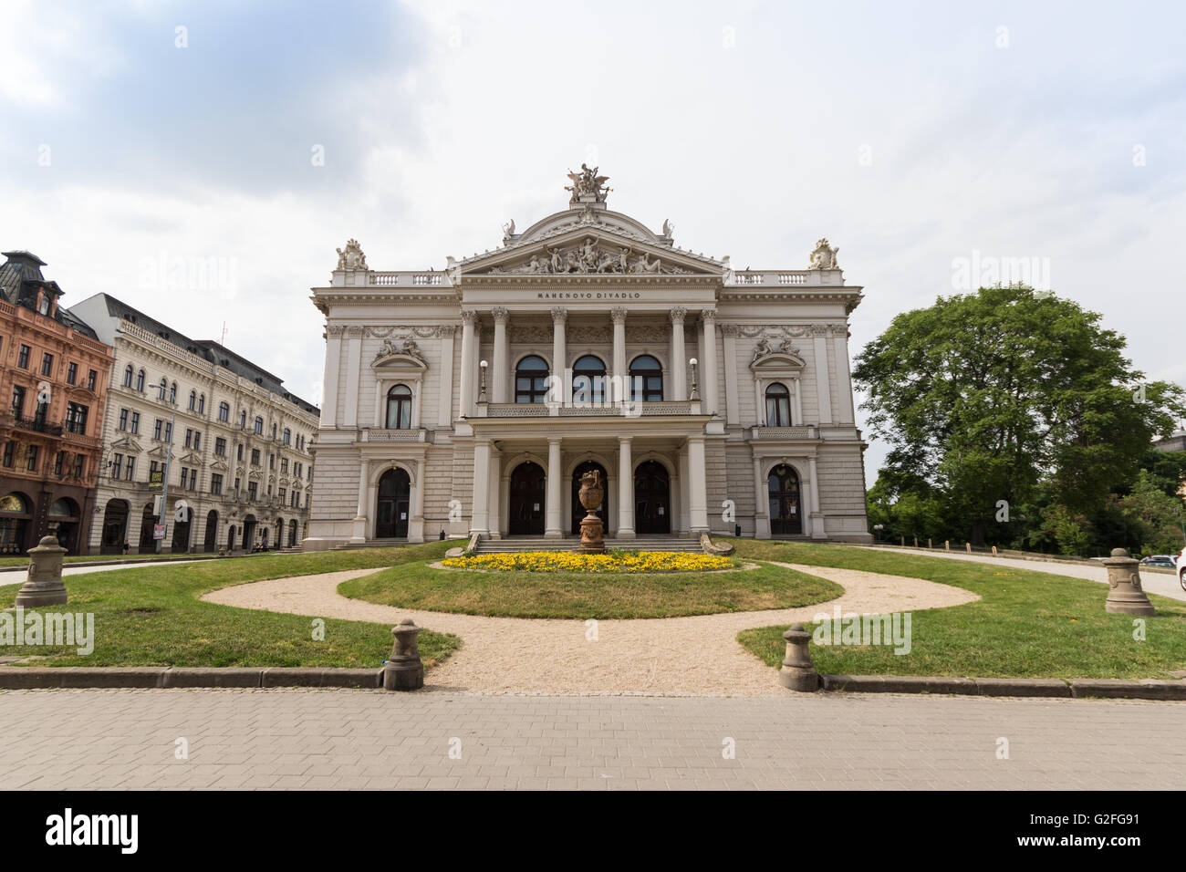 The front facade of the Mahen Theater in Brunn, Czech Republic. Stock Photo