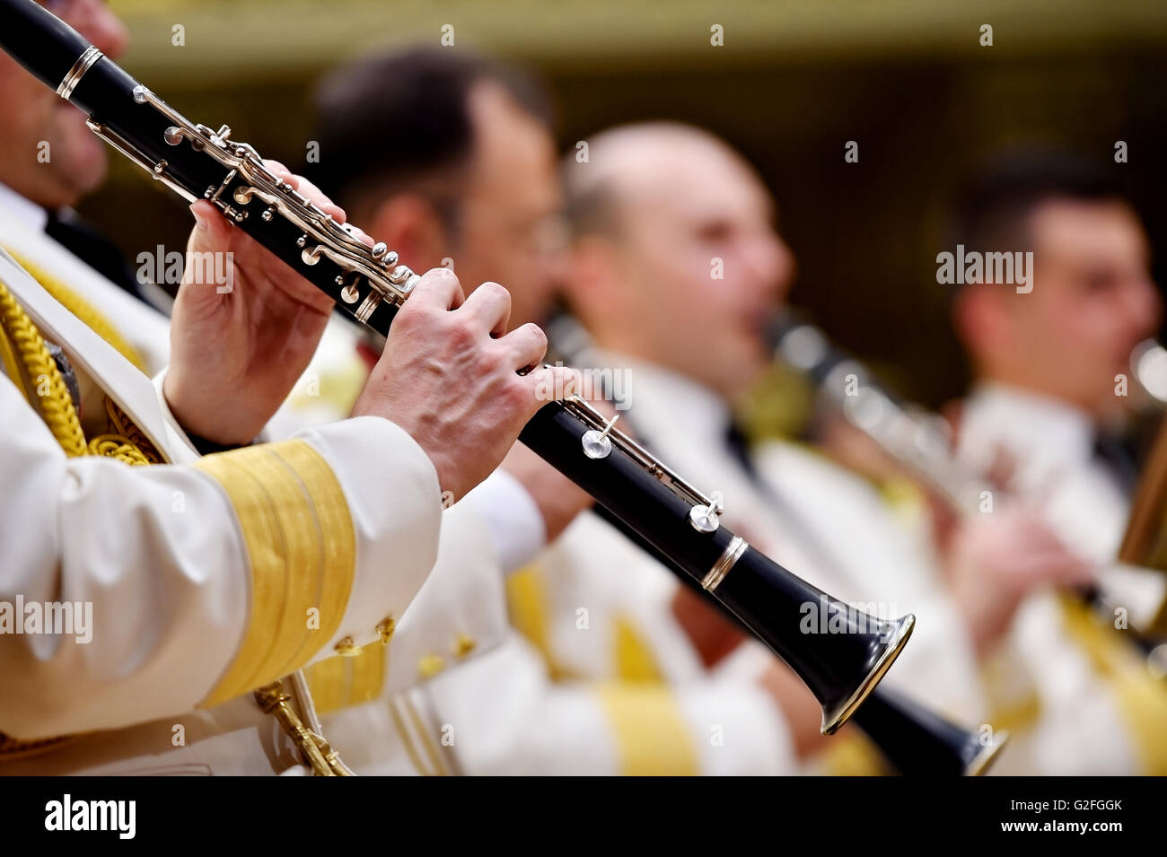 Detail with military orchestra uniform during a concert Stock Photo Alamy