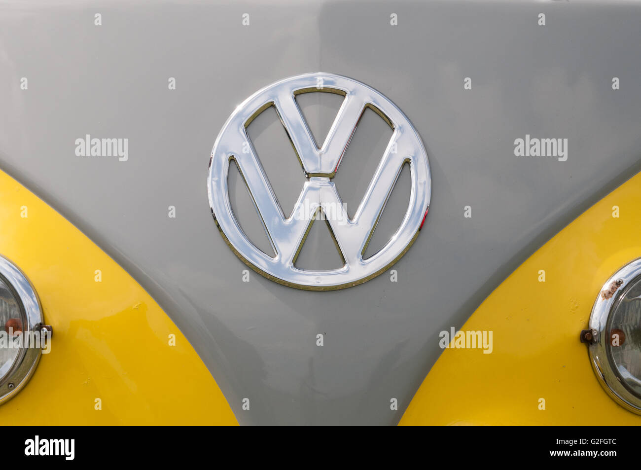 Volkswagen (VW) symbol on a vintage van Stock Photo