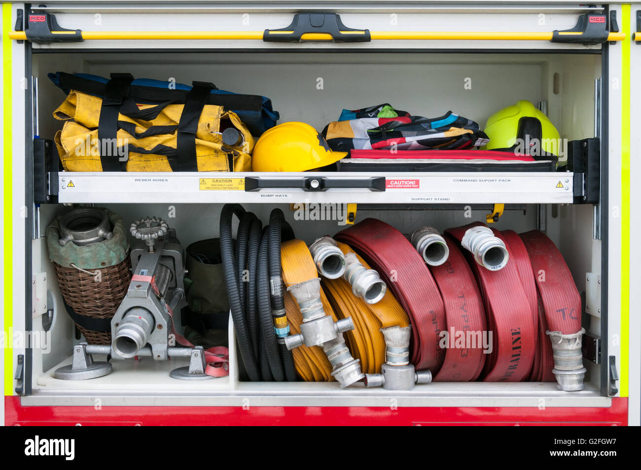 Fire engine equipment details Stock Photo Alamy