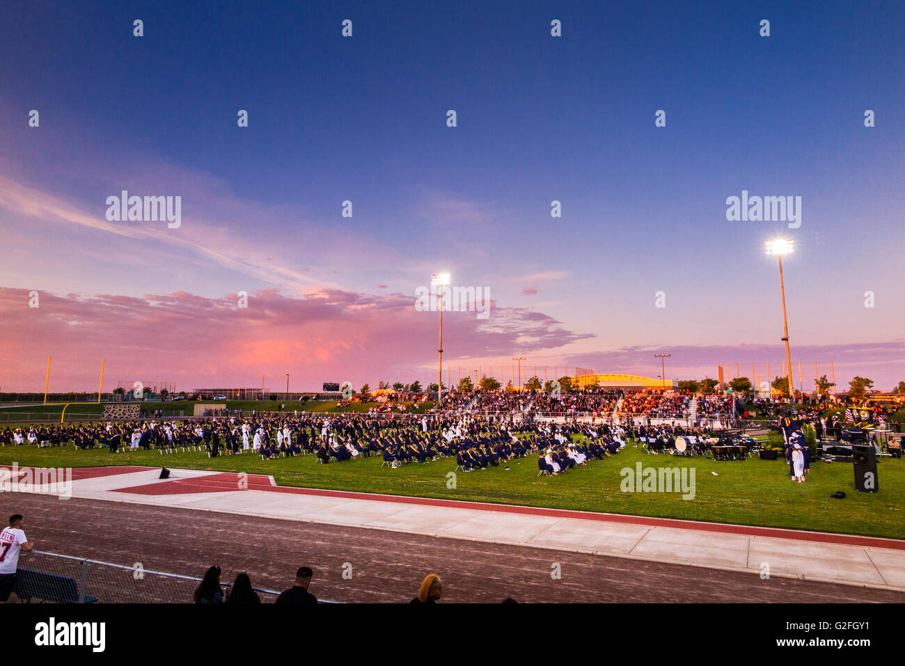 High School Graduation ceremonies at Joseph A. Gregori High School in Salida California Stock Photo