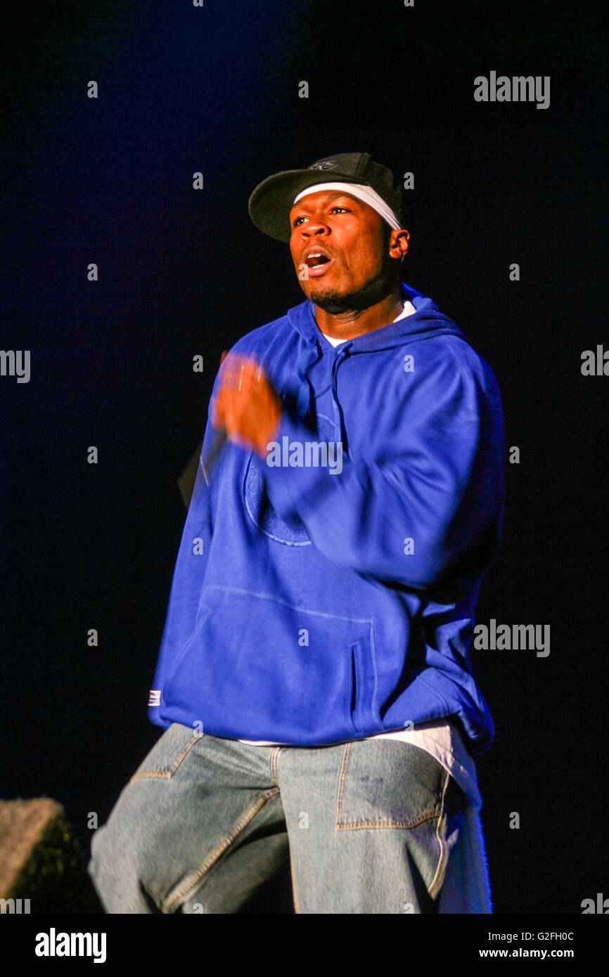 50 cent , Fifty cent performing on the main stage at the Reading Festival 2004, England, United Kingdom. Stock Photo