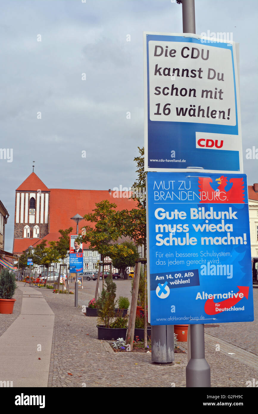 Election time in Germany. Center CDU and Nationalist AfD (Alternative for Germany parties on competition for voters. Stock Photo