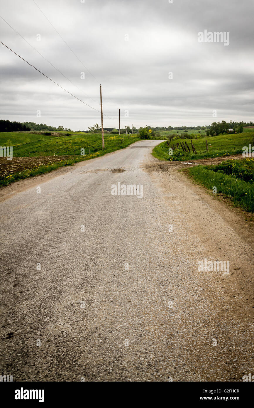 dramatic country road St-Alban Quebec Canada Stock Photo