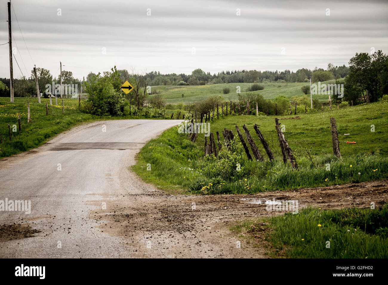 dramatic country road St-Alban Quebec Canada landscape Stock Photo