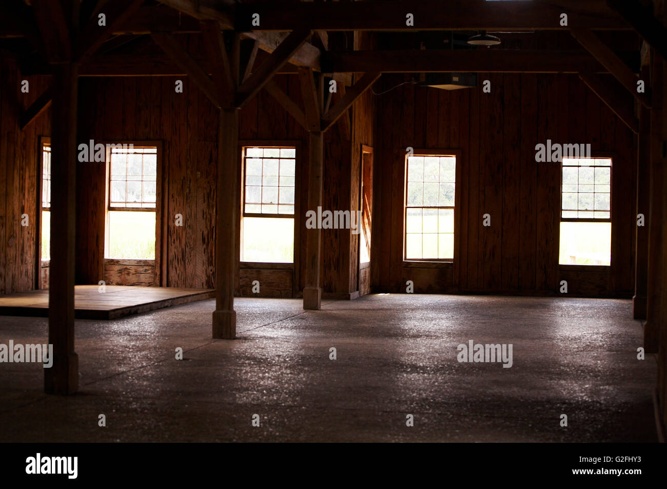 Wood Building Interior Stock Photo