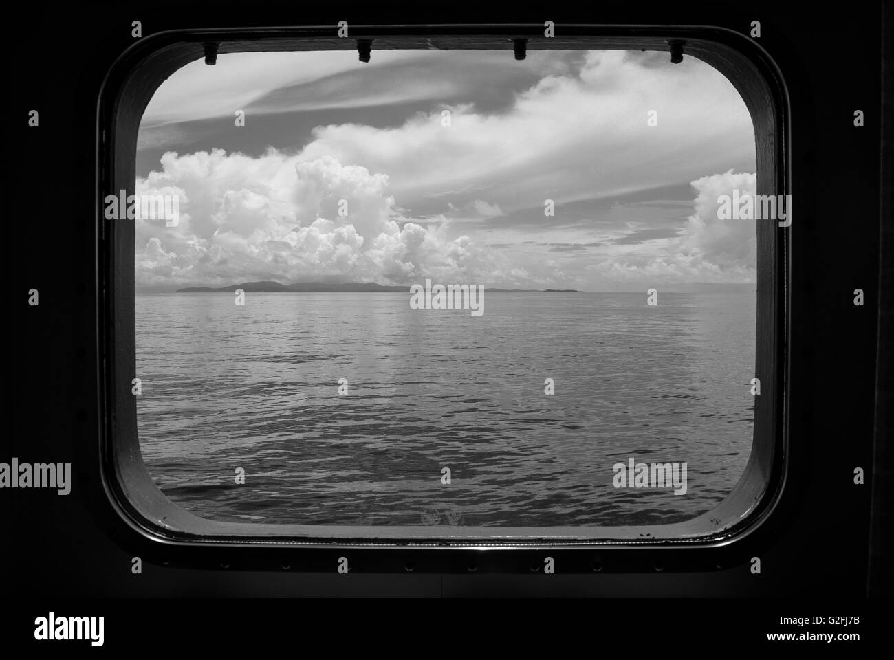 Seascape View Through Ship's Porthole Stock Photo Alamy