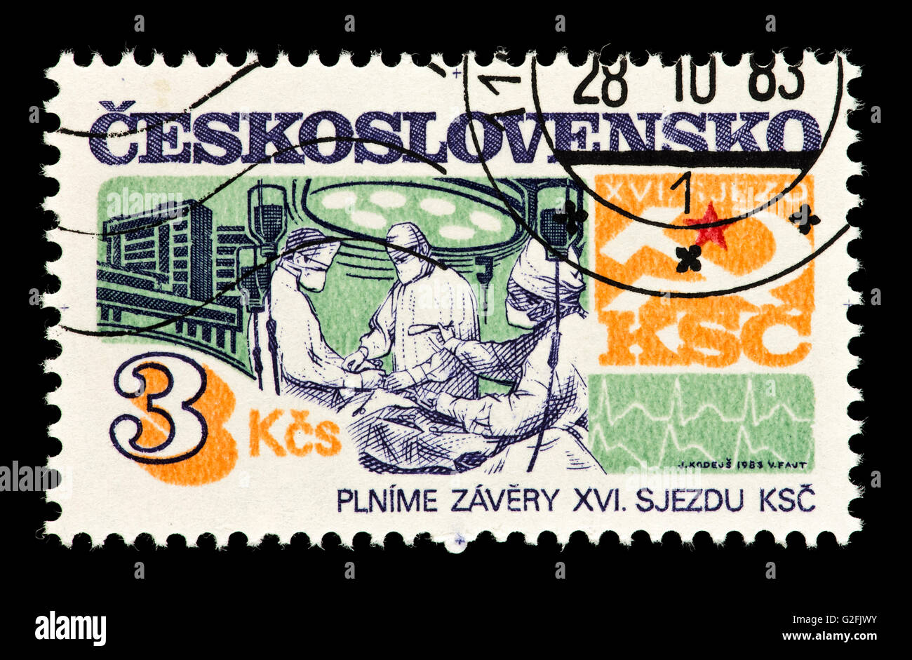 Postage stamp from Czechoslovakia depicting health services, issued for