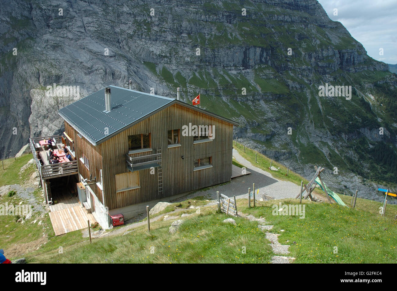 Grindelwald, Switzerland - August 20, 2014: Berghaus Baregg mountain hostel  nearby Grindelwald Alps in Switzerland. Unidentified Stock Photo - Alamy