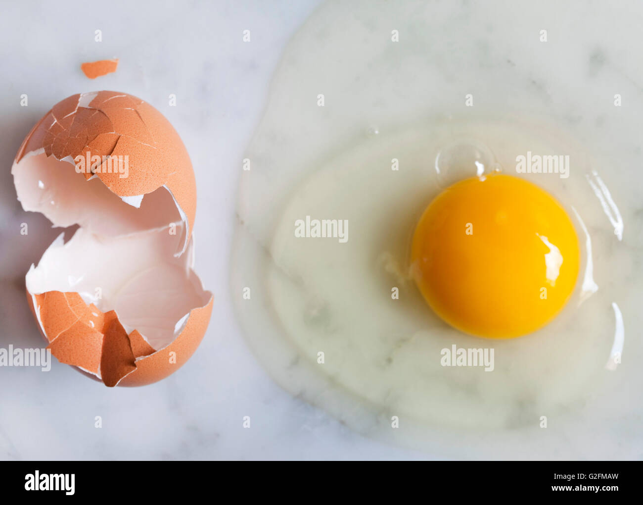 Egg Yoke On Counter Stock Photo