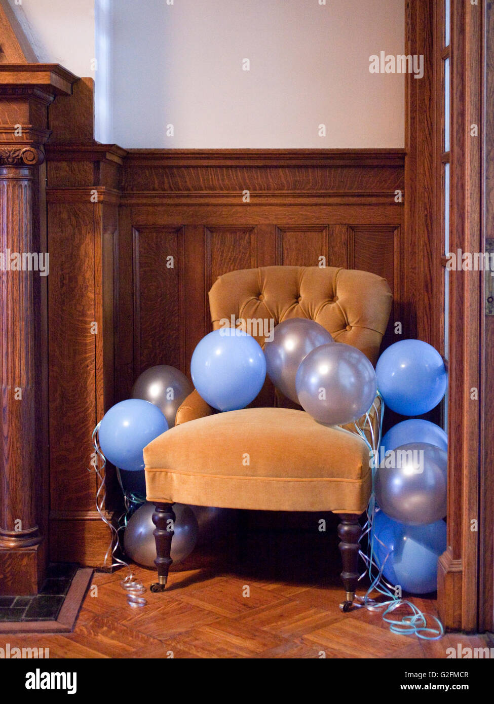 Deflated balloons in living room after party Stock Photo Alamy