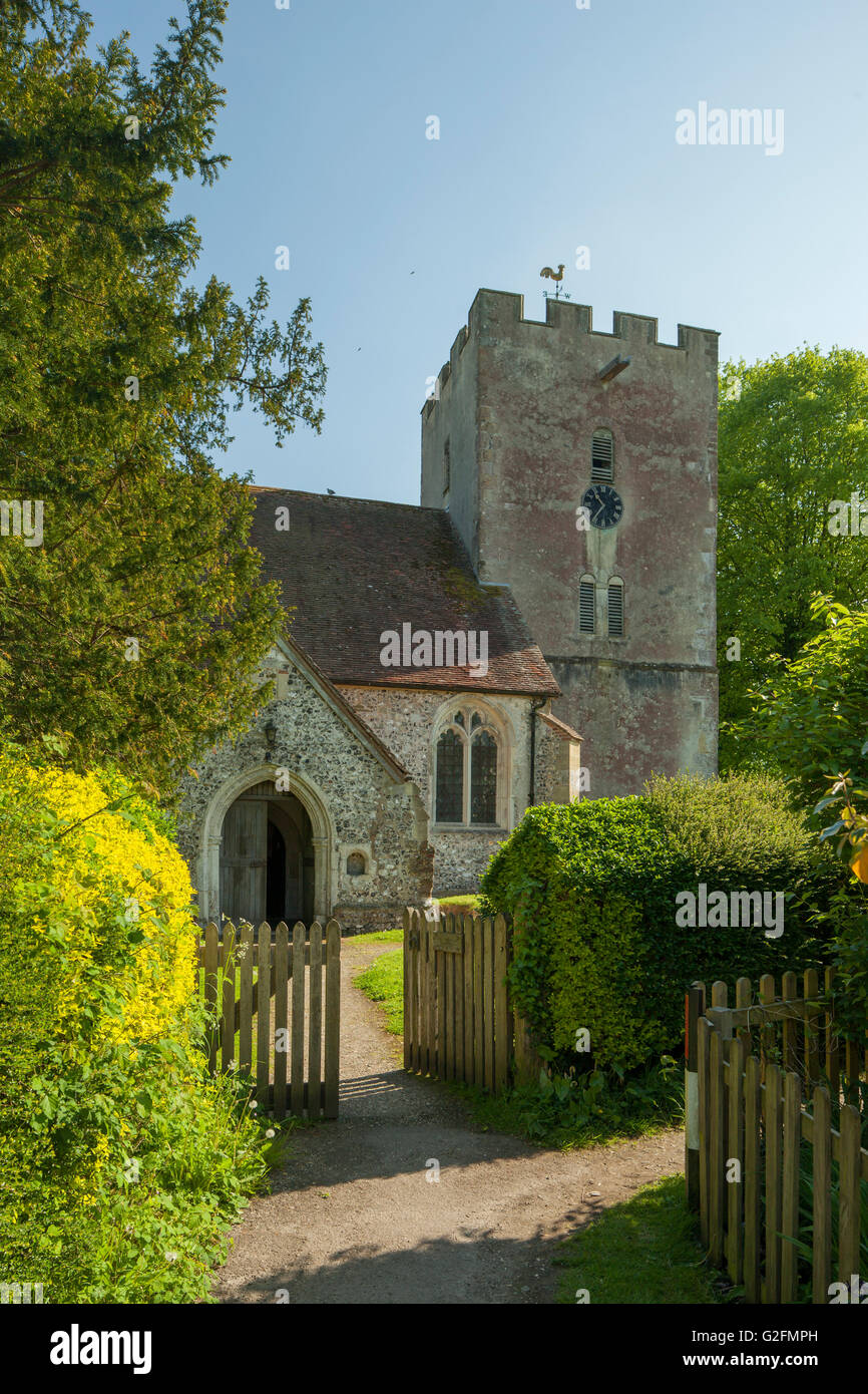 The Saxon church of St Mary in Singleton, West Sussex, England. Stock Photo
