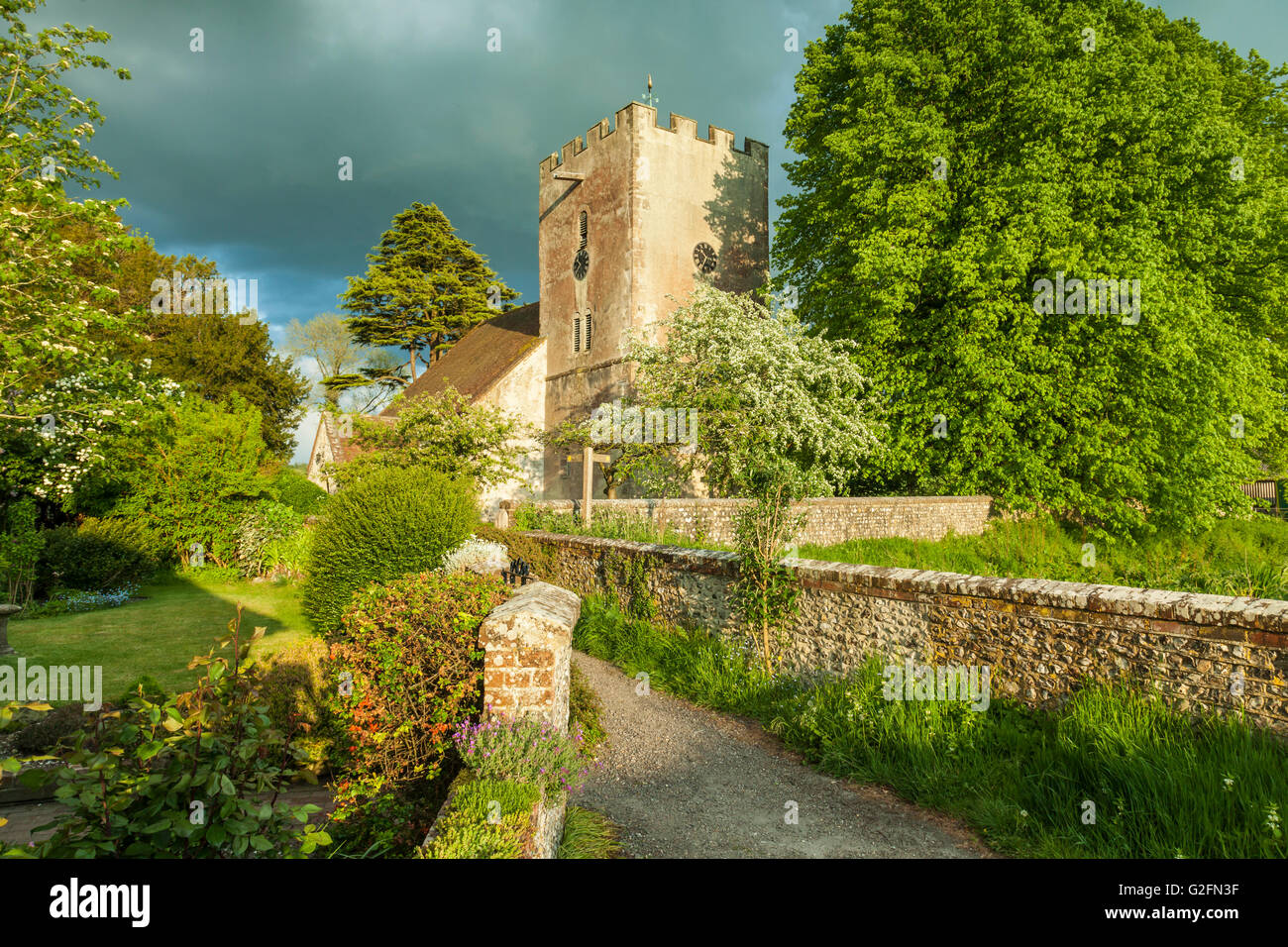 The Saxon church of St Mary in Singleton, West Sussex, England Stock ...
