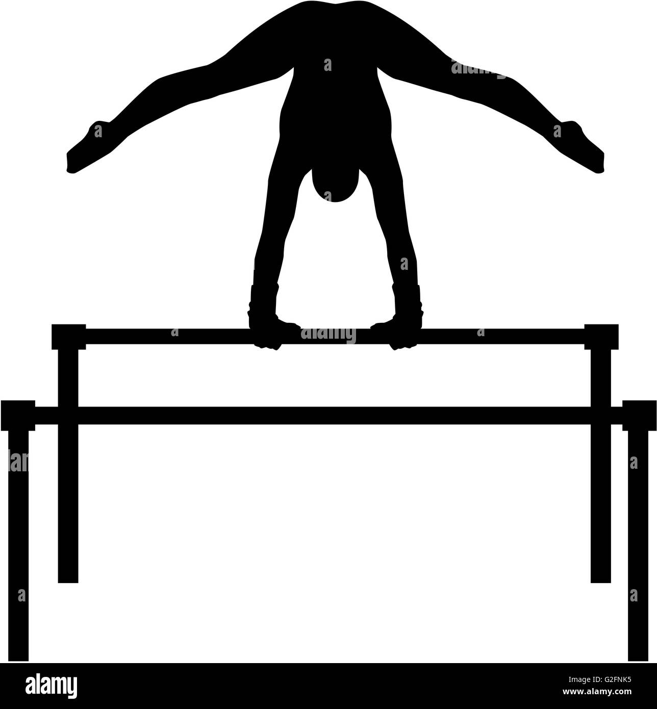 Uneven bars with gymnast Stock Photo Alamy