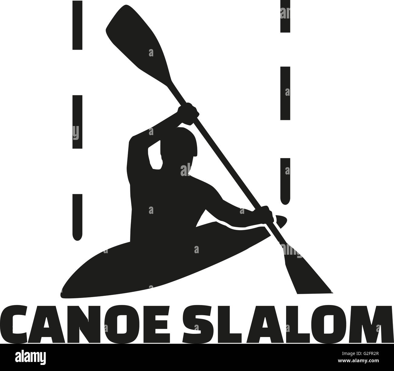 Canoe slalom silhouette with word Stock Photo Alamy