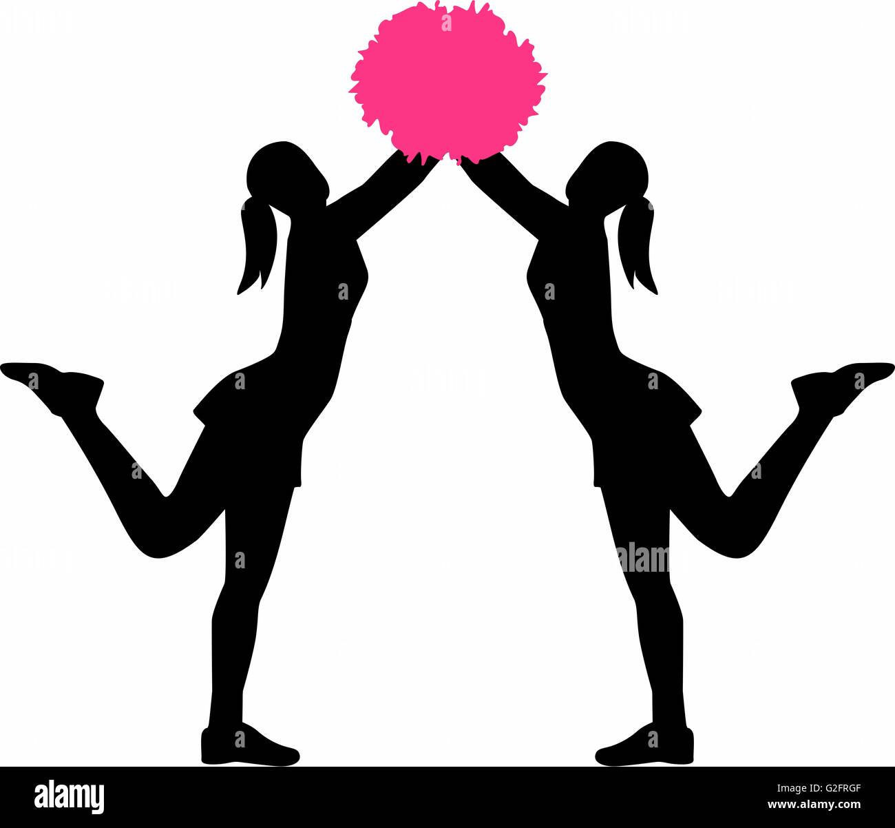 Two cheerleader with pom pom Stock Photo - Alamy