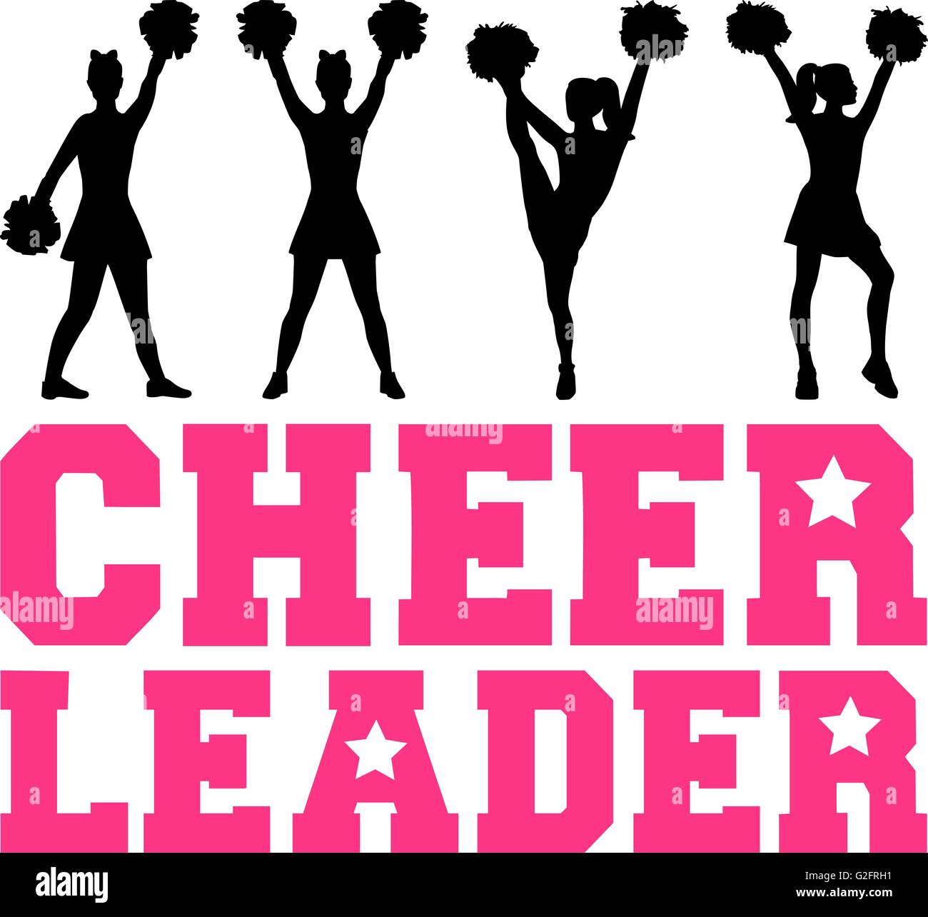 Cheerleader word with silhouettes Stock Photo Alamy