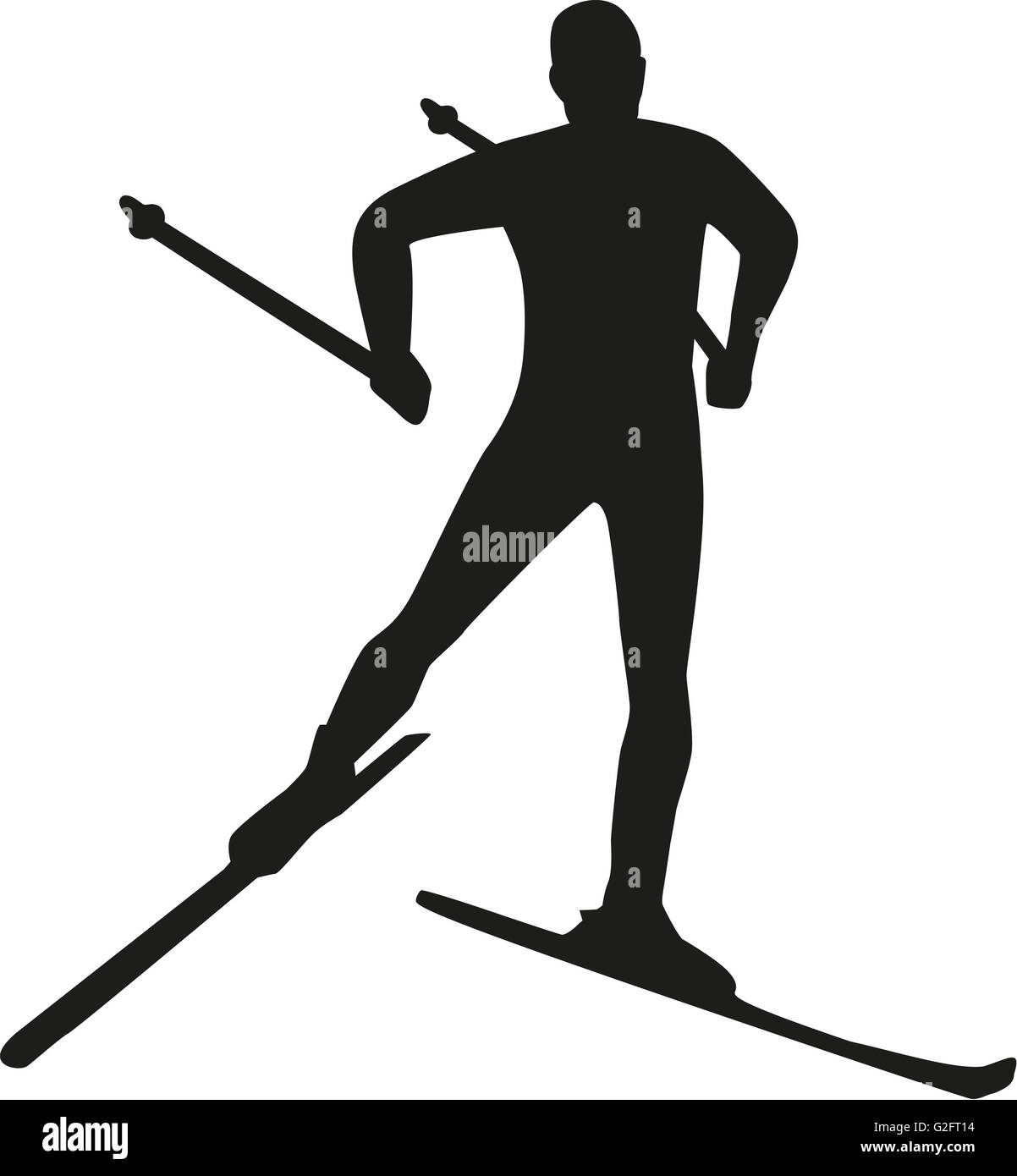 Silhouette cross country skiing Stock Photo - Alamy