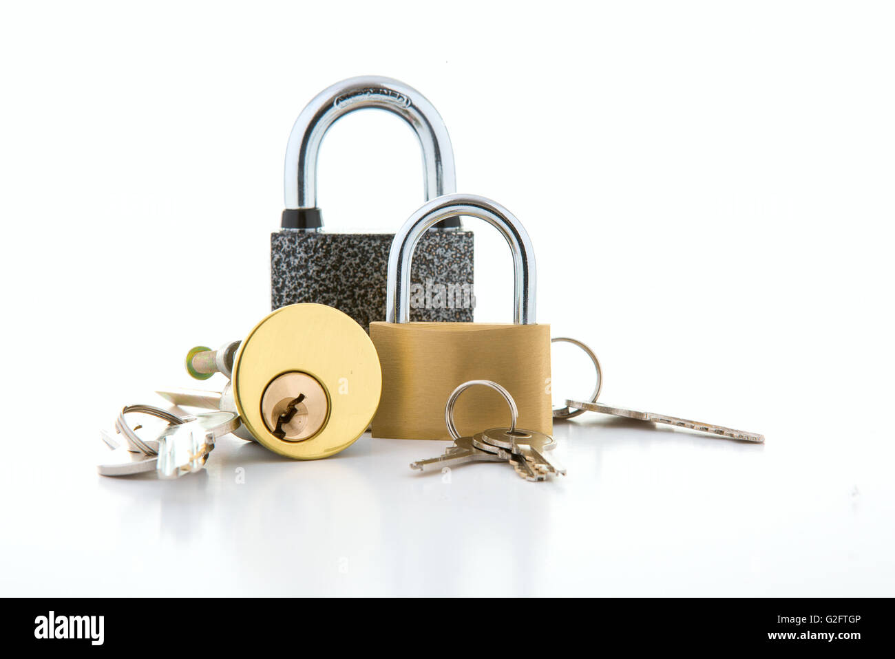 Collection of Locks on a white background Stock Photo
