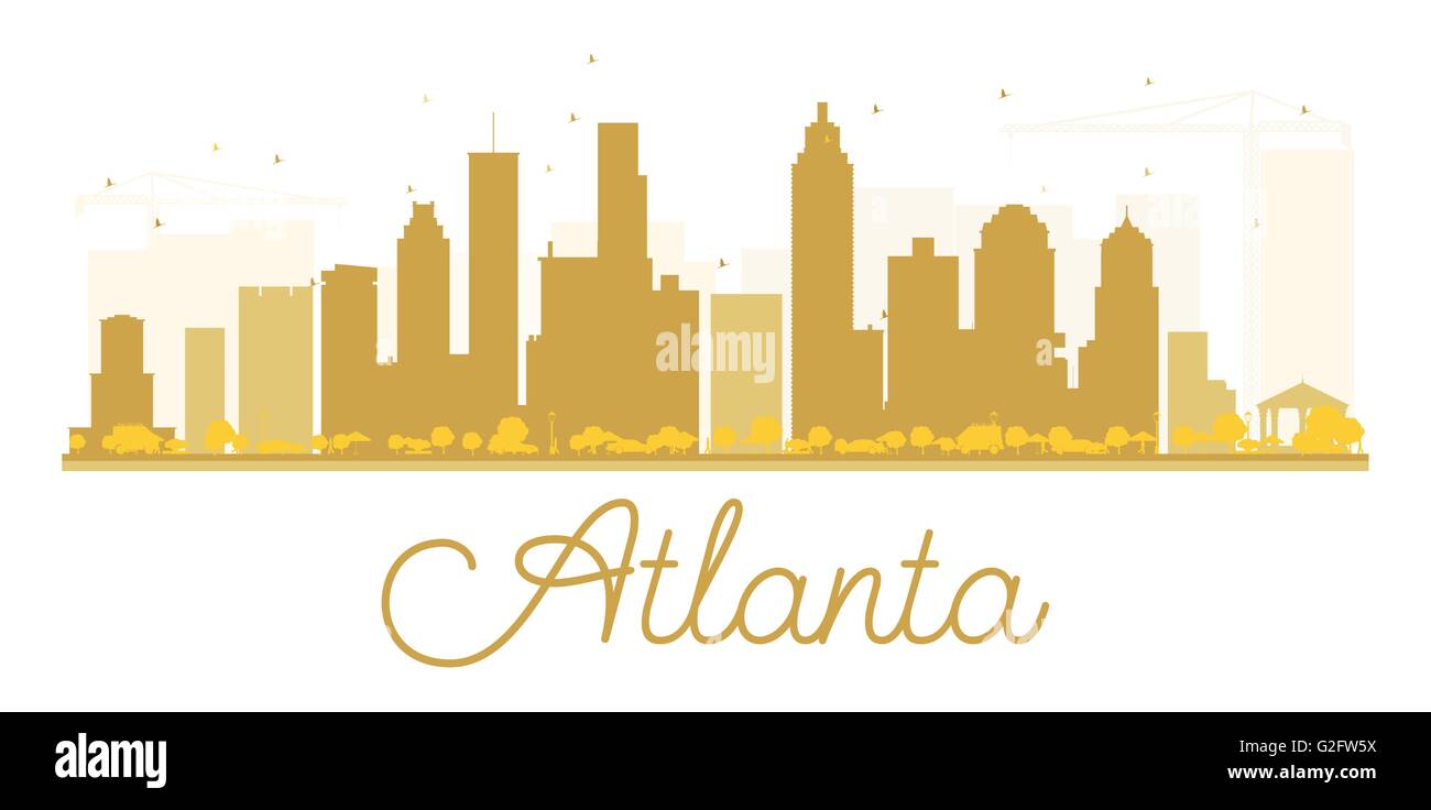 Atlanta City skyline golden silhouette. Vector illustration. Simple flat concept for tourism presentation, banner, placard Stock Vector