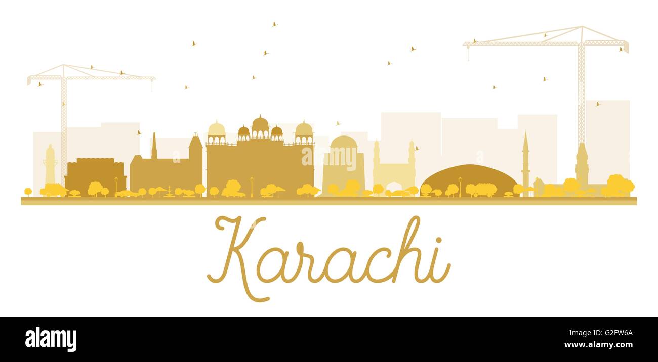 Karachi City skyline golden silhouette. Vector illustration. Stock Vector