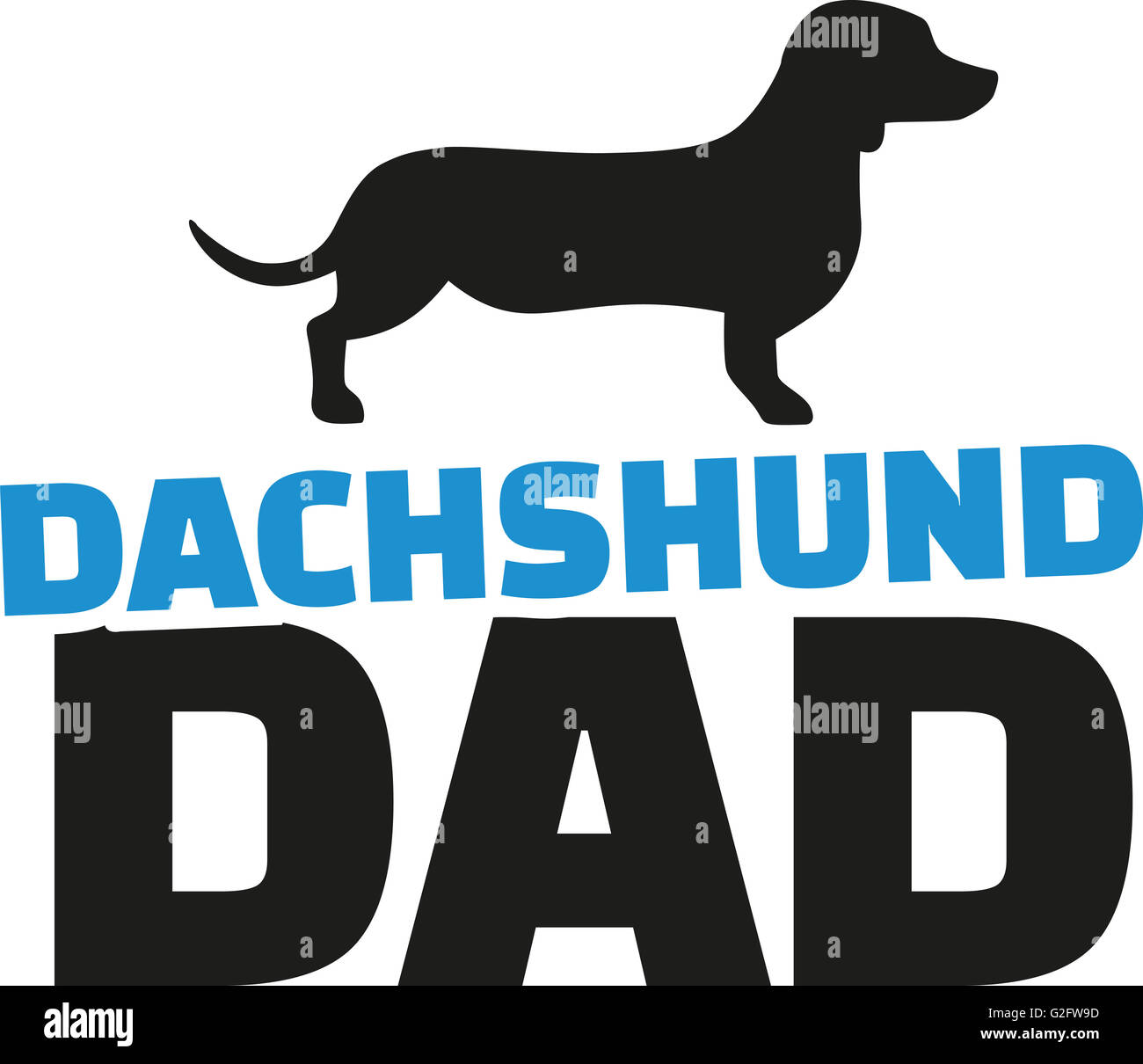 Dachshund dad with dog silhouette Stock Photo