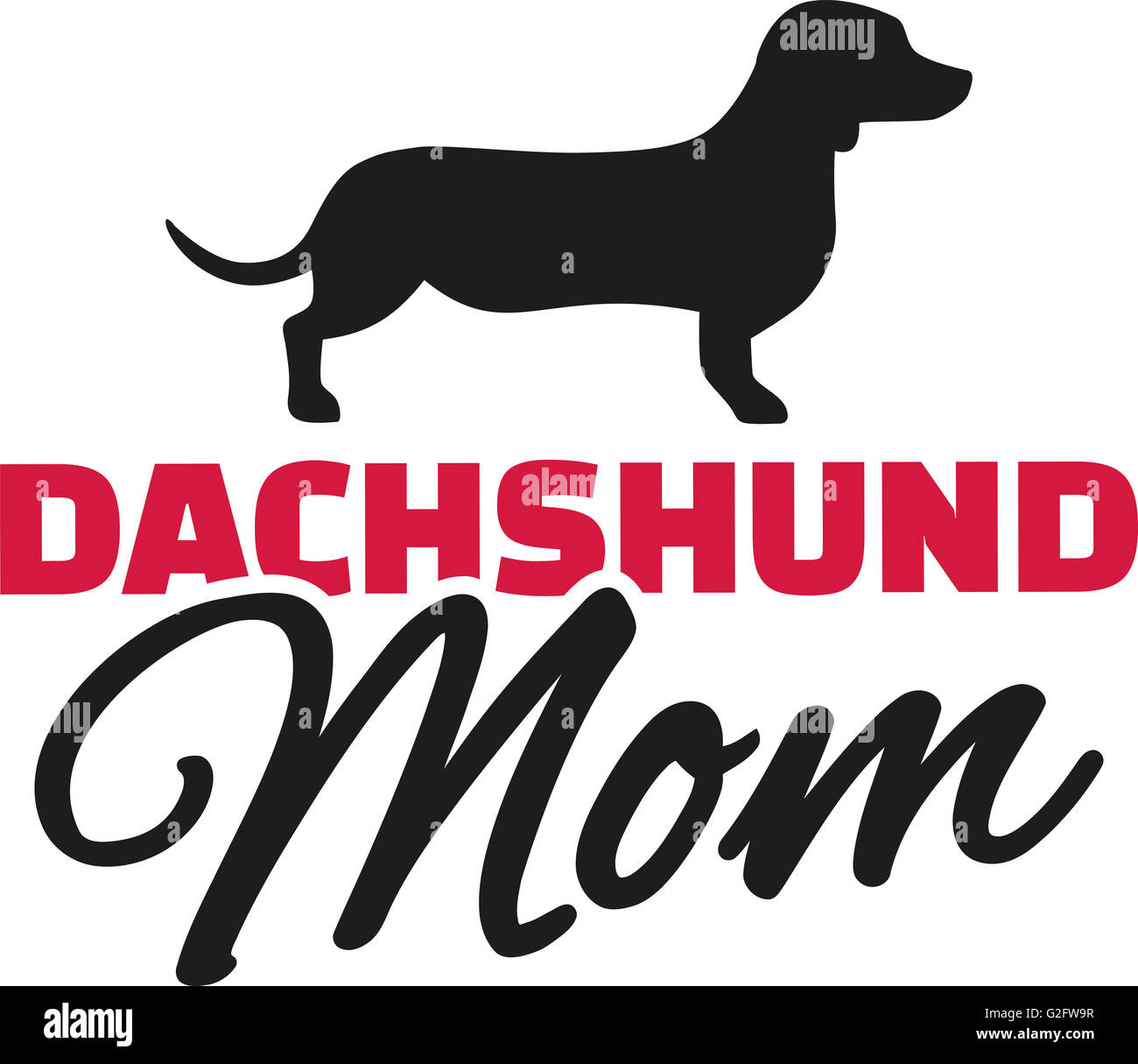 Dachshund Mom with dog silhouette Stock Photo
