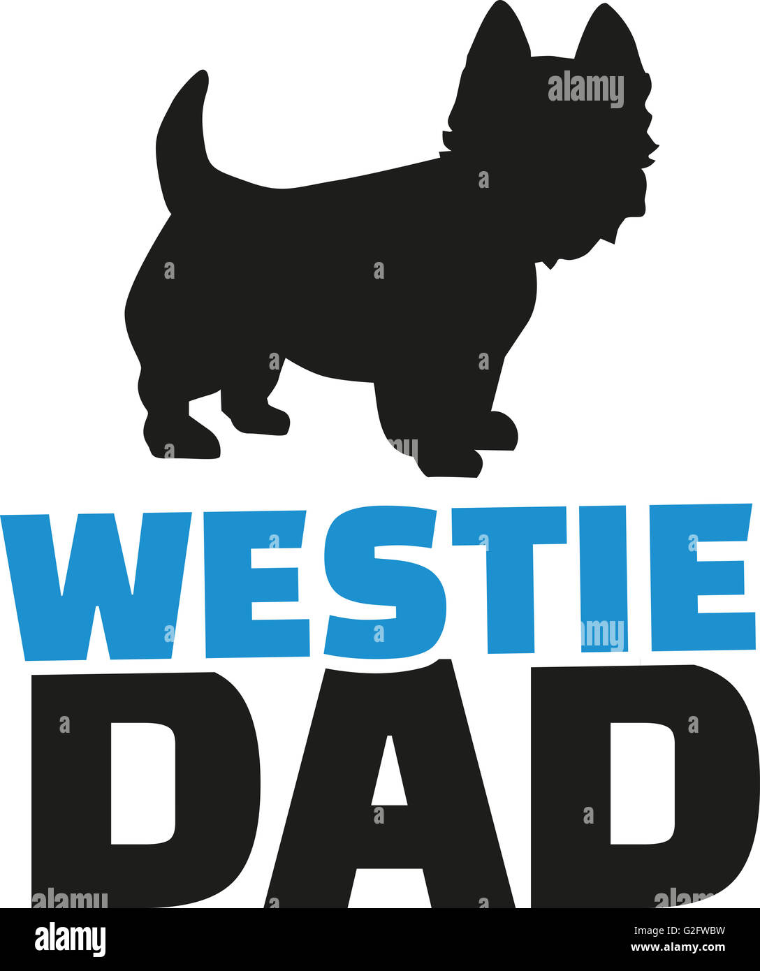 Westie dad with dog silhouette Stock Photo