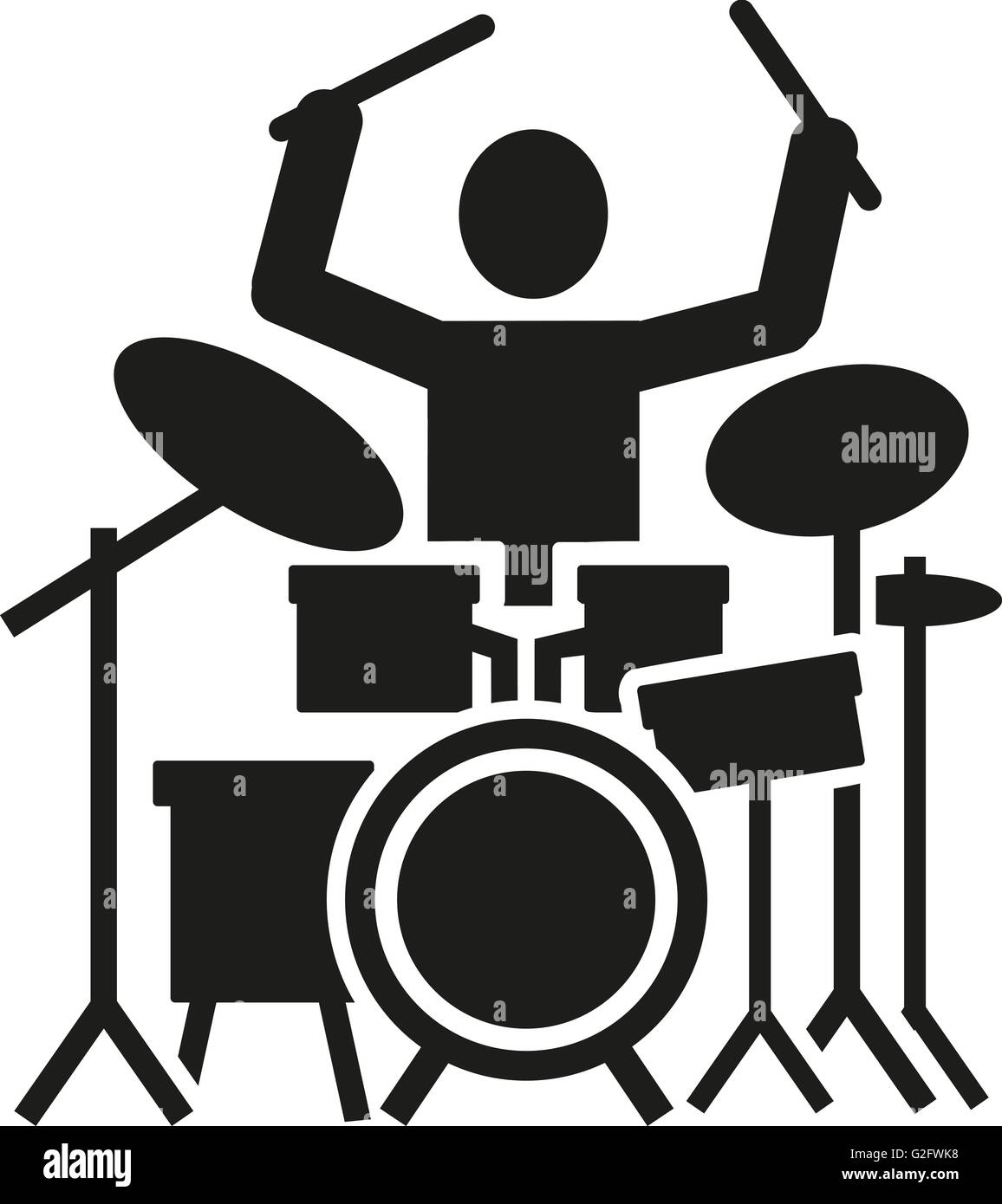 Icon of a drummer with drum kit Stock Photo Alamy