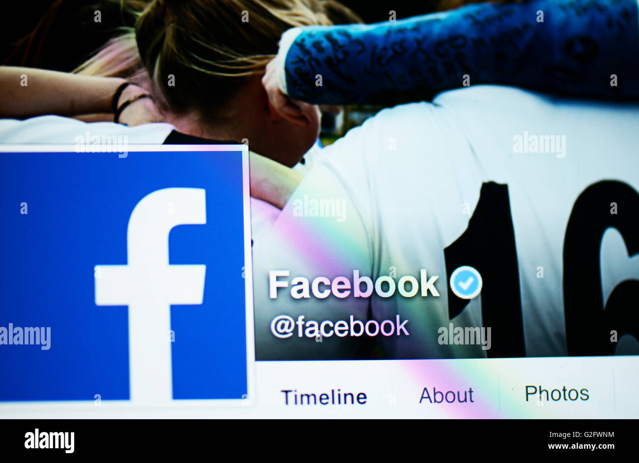 Internet explorer Browser showing Facebook home page logo displayed on a Ipad screen Stock Photo