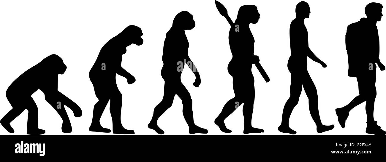 Evolution of man walking Black and White Stock Photos & Images Alamy
