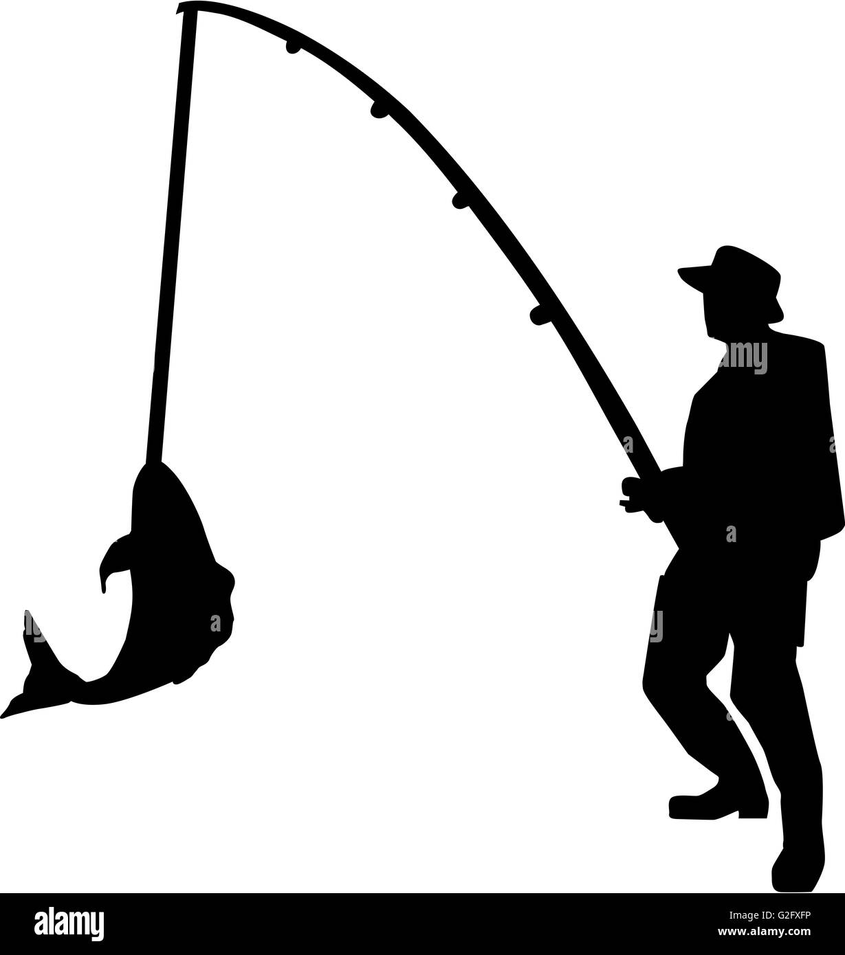 Fishing Silhouette Man Rod Stock Photo - Alamy