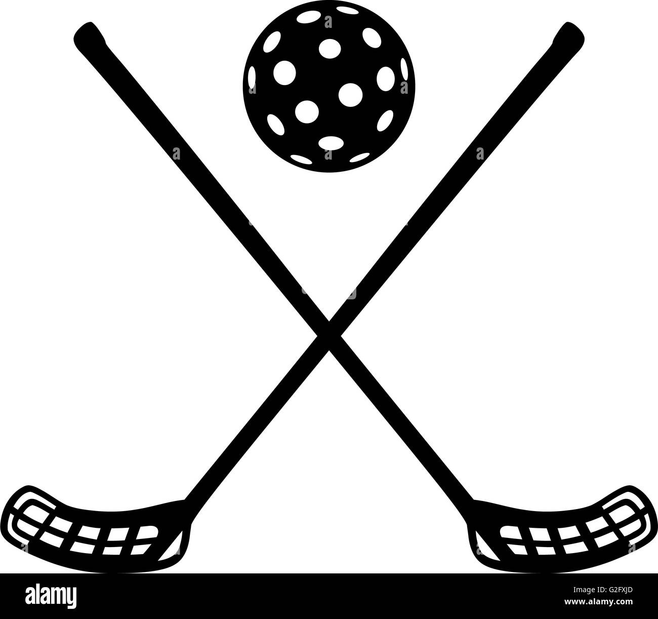 Floorball sticks with ball Stock Photo Alamy