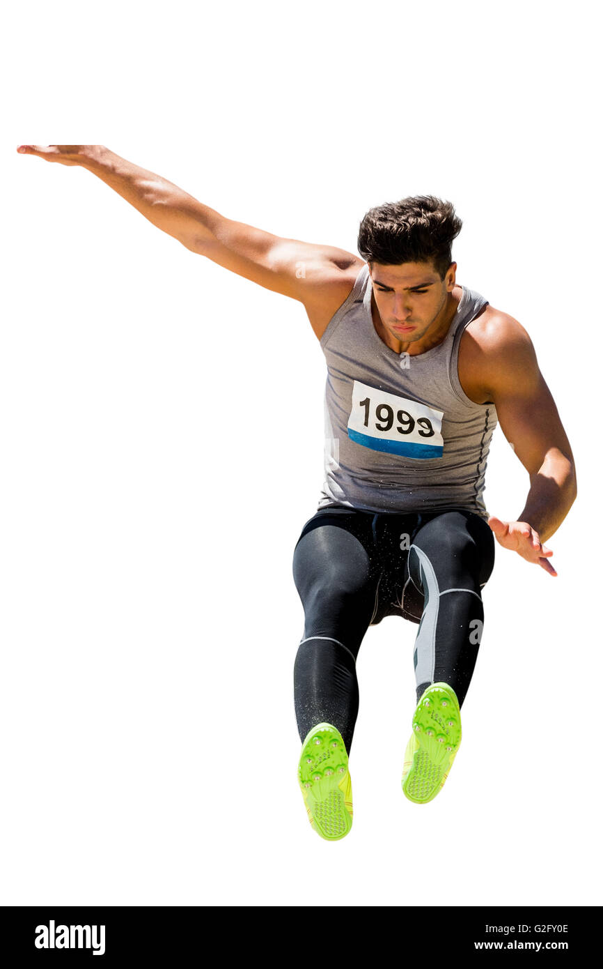 Sportsman is jumping Stock Photo