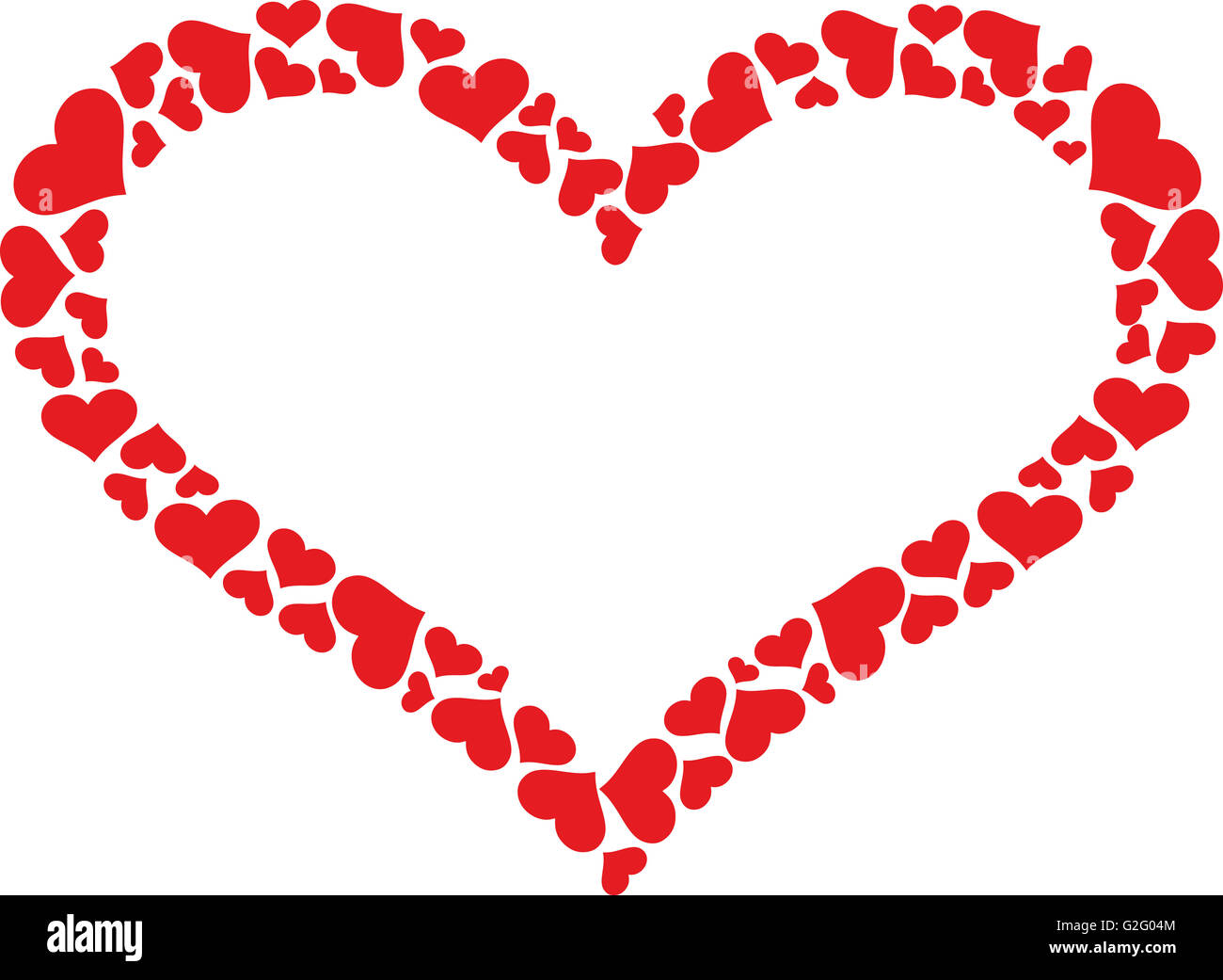 Heart outline with hearts Stock Photo