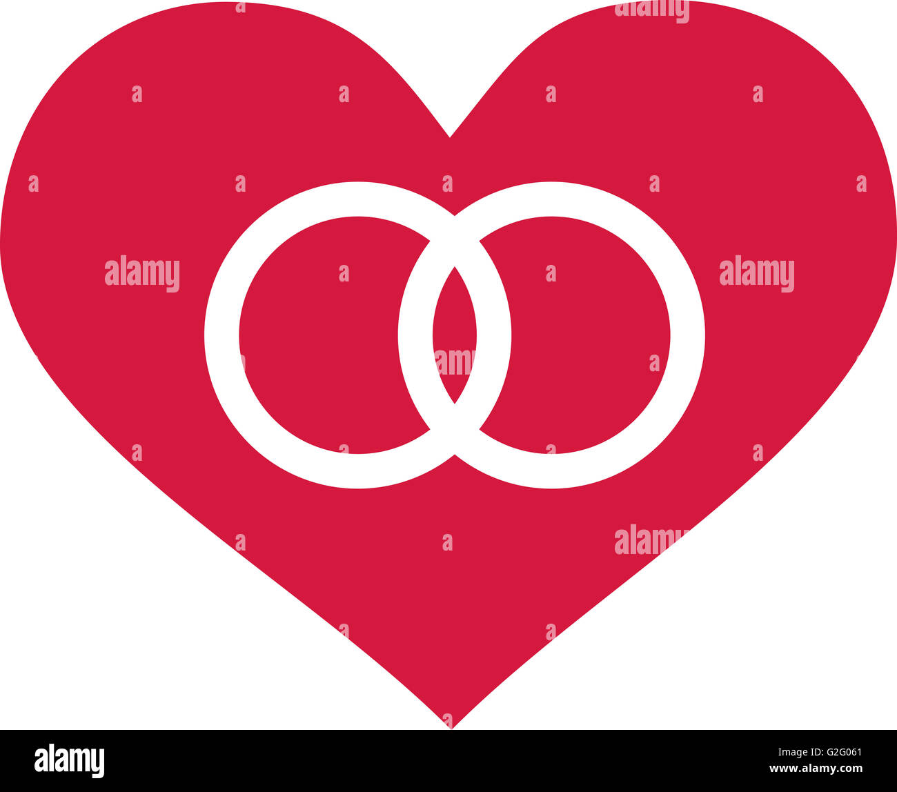 Heart with wedding rings icon Stock Photo - Alamy