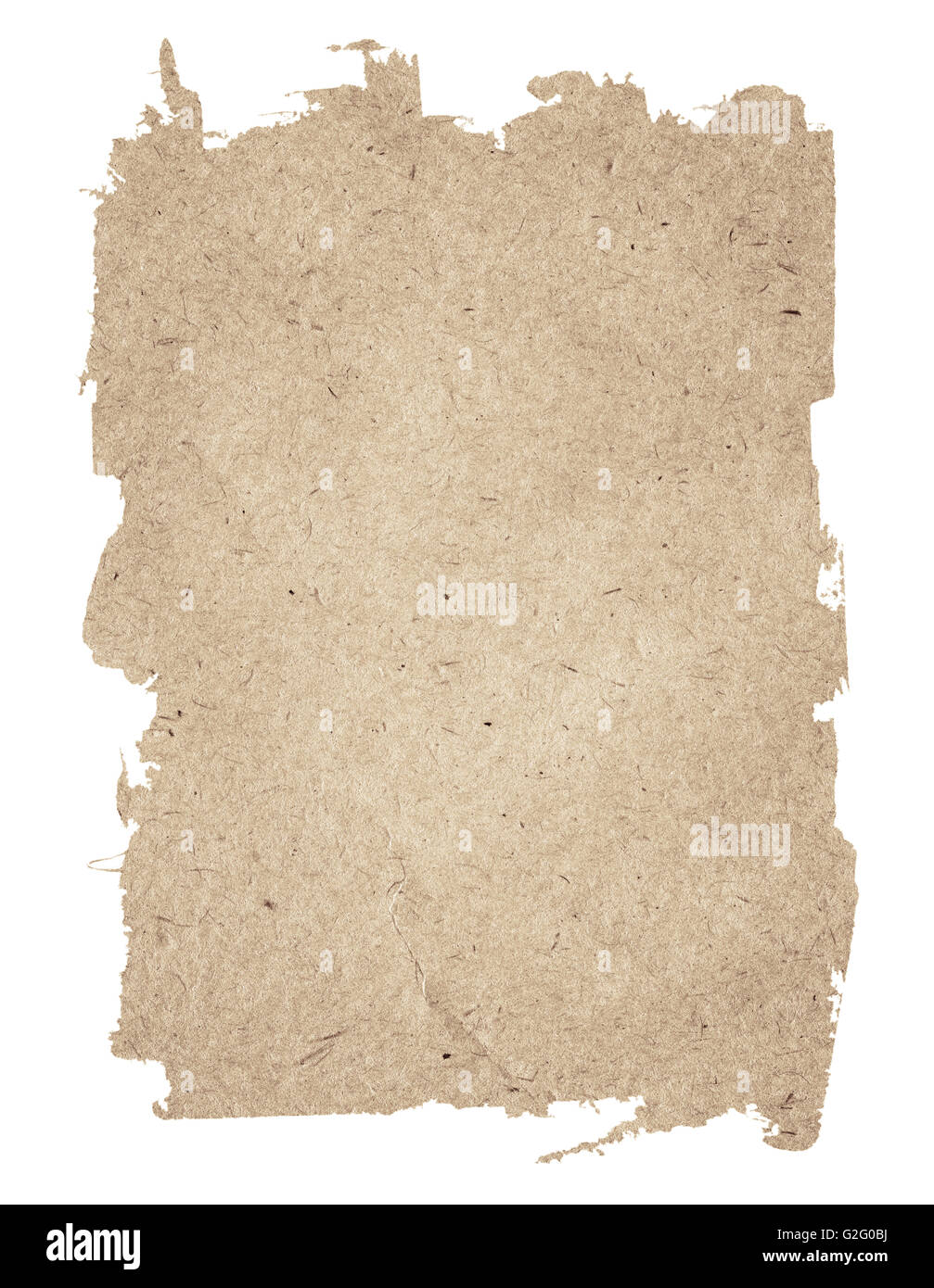 Brown torn grunge paper texture isolated on white background Stock Photo