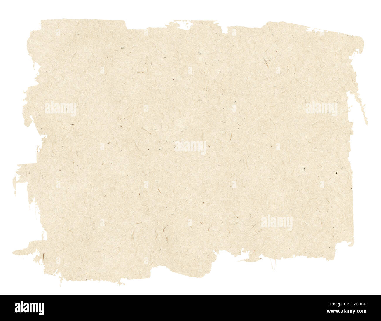 Light brown torn paper texture isolated on white background Stock Photo