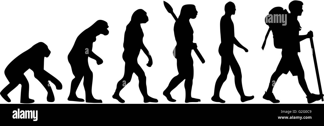 Evolution of man walking Black and White Stock Photos & Images - Alamy