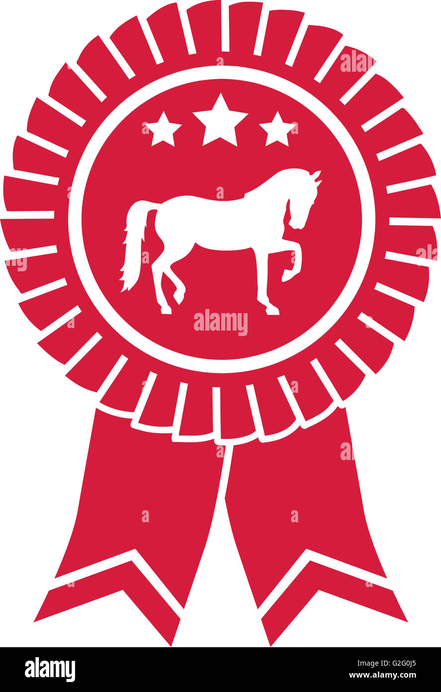 Rosette ribbons with horse silhouette Stock Photo