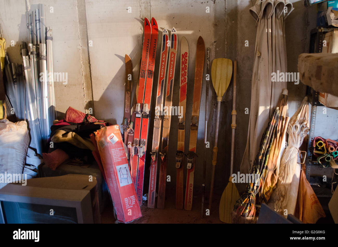 Vintage skis Stock Photo