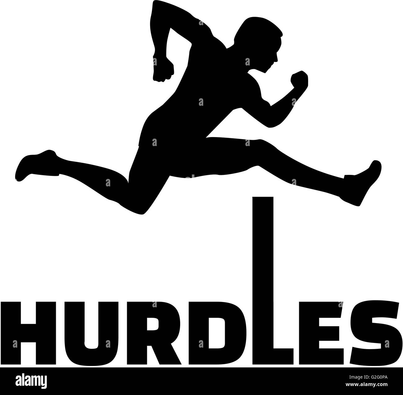 Hurdles with man silhouette Stock Photo Alamy