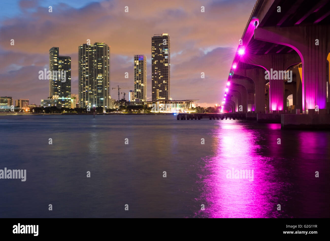 Skyline from Miami as seen from Watson Island Stock Photo