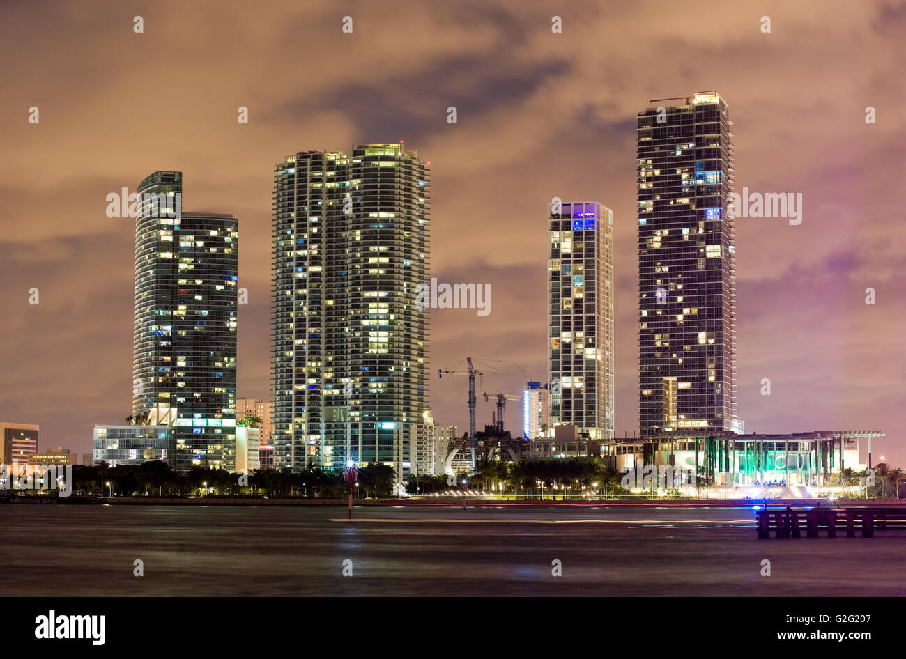 Skyline from Miami as seen from Watson Island Stock Photo